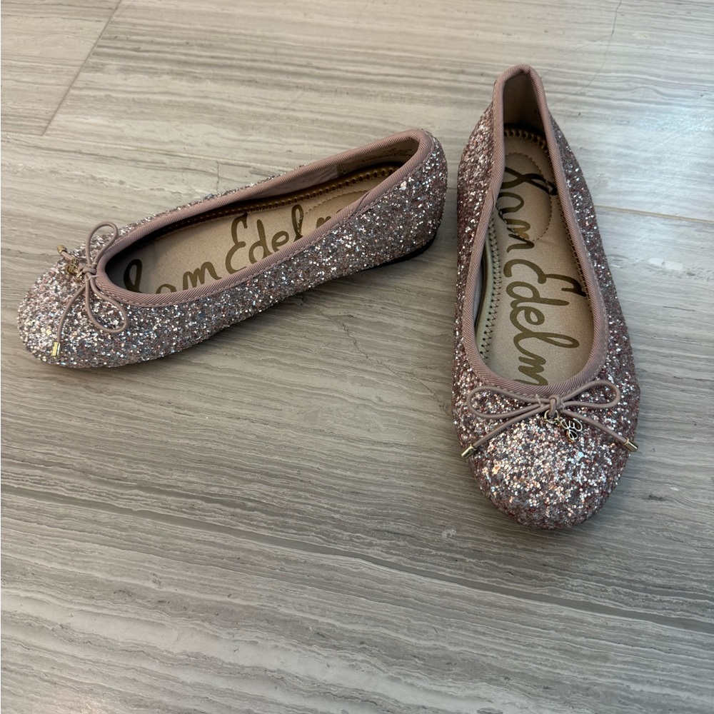 Sam Edelman Rose Gold Glitter Flats - Picture 2 of 5